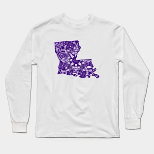 Purple Louisiana State Gift Mandala Yoga LA Art Long Sleeve T-Shirt